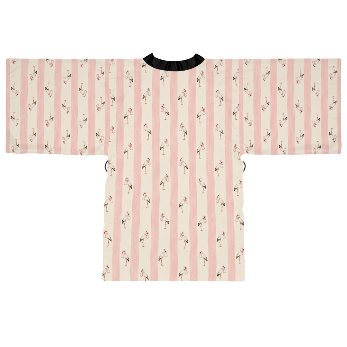 Baby girl stork Stripe Kimono Robe — Long Sleeve Lounge Robe