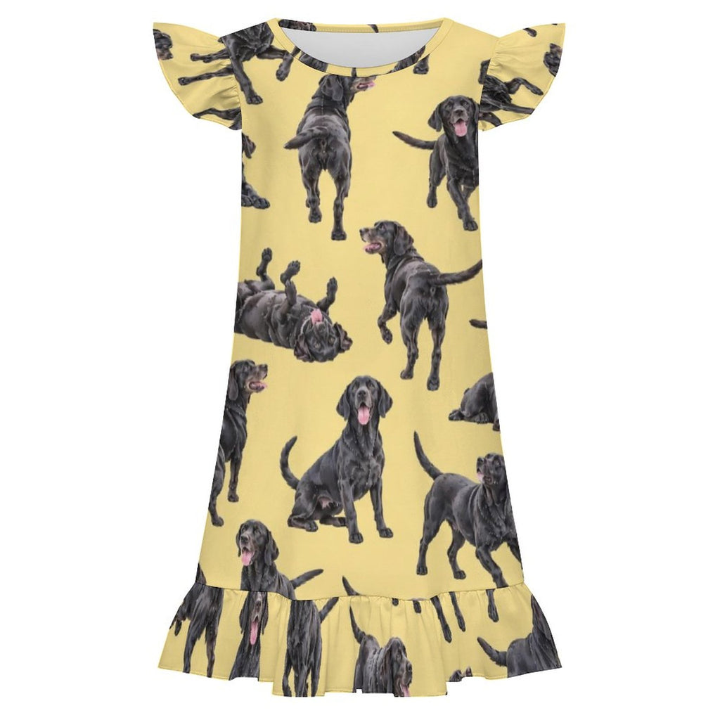 Dog Lover, Pet Owner,  Girls Short Sleeve Ruffle Nightgown(All-Over Printing)