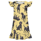 Dog Lover, Pet Owner,  Girls Short Sleeve Ruffle Nightgown(All-Over Printing)
