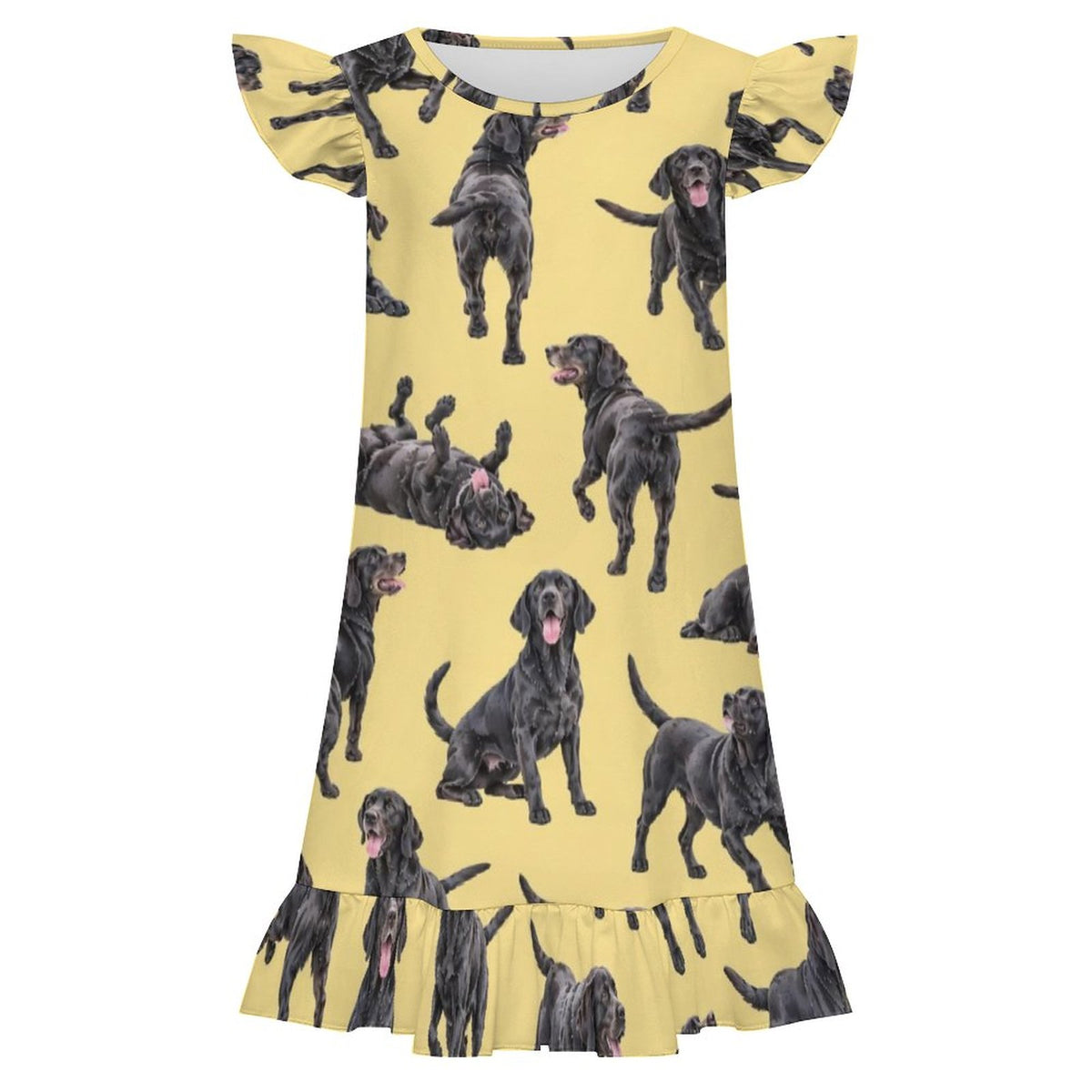 Dog Lover, Pet Owner,  Girls Short Sleeve Ruffle Nightgown(All-Over Printing)