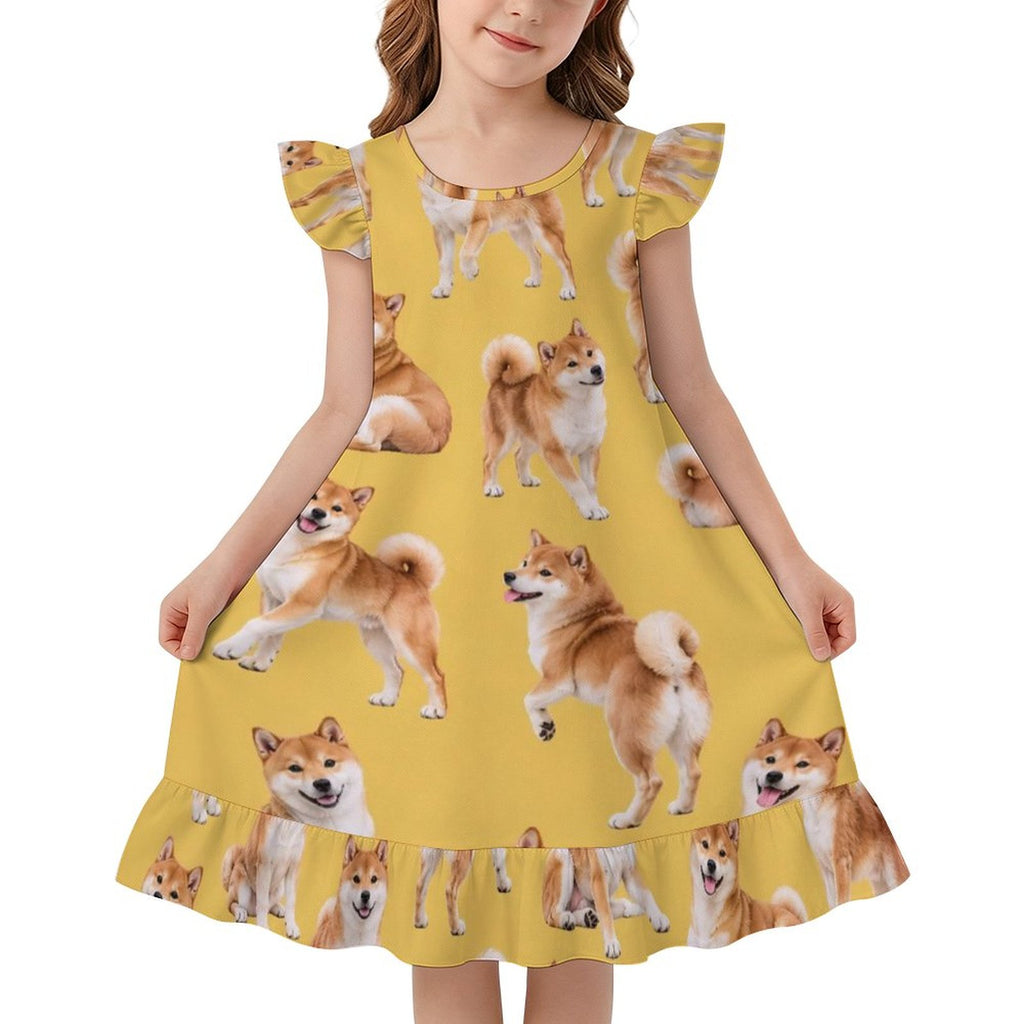 200gsm Girls Short Sleeve Ruffle Nightgown(All-Over Printing)
