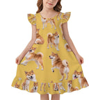 200gsm Girls Short Sleeve Ruffle Nightgown(All-Over Printing)