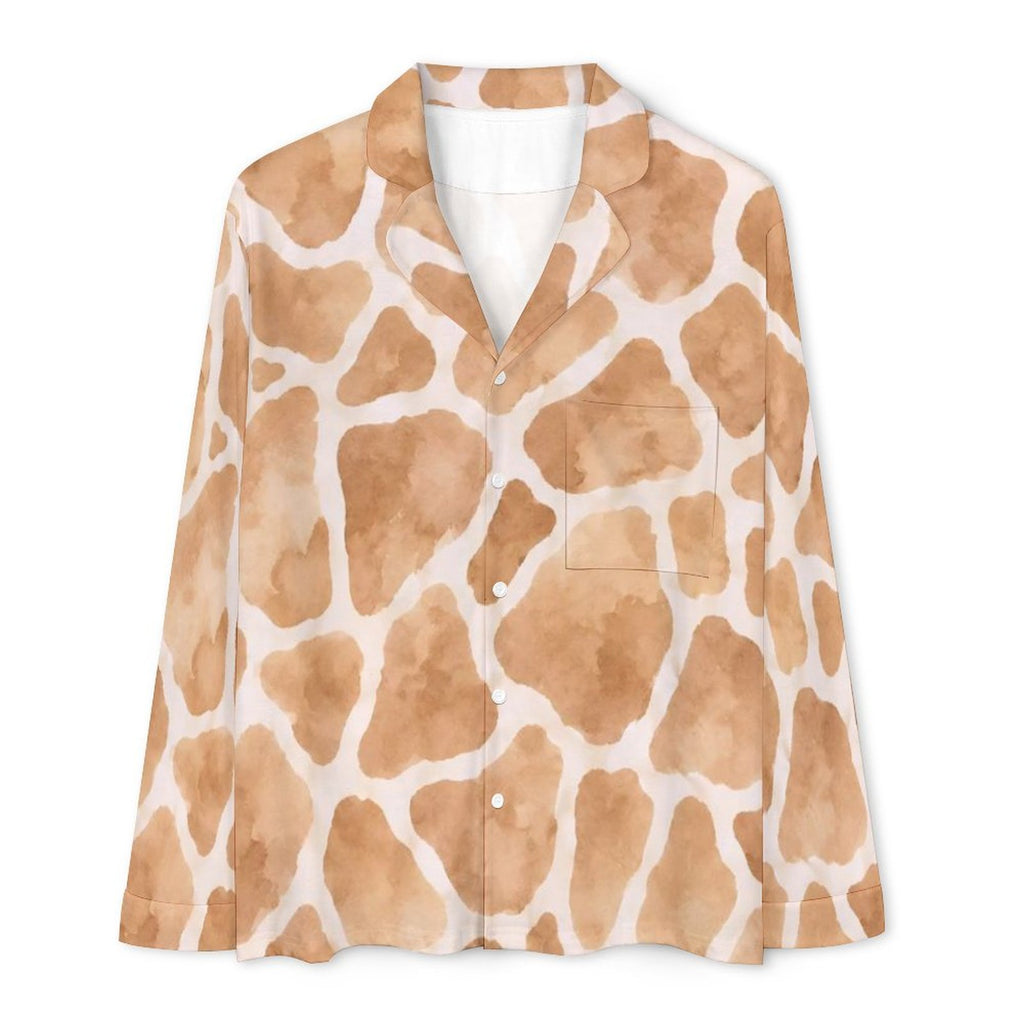 Giraffe print, Women's Cuban Collar Pajama Set