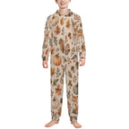 Autumn, Flannel Footless Zip up Kid Jumpsuit Pajamas(All-Over Printing)
