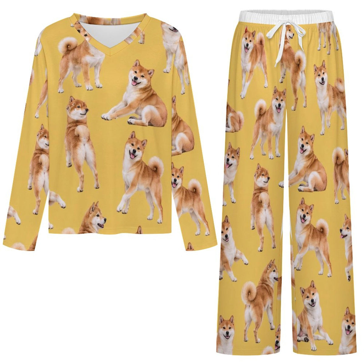 Dog Lover, Pet Owner,  V-Neck Pajama Set(All-Over Printing)