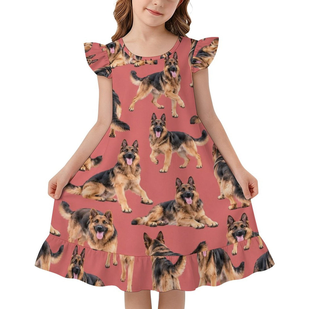 200gsm Girls Short Sleeve Ruffle Nightgown(All-Over Printing)