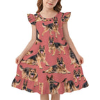 200gsm Girls Short Sleeve Ruffle Nightgown(All-Over Printing)