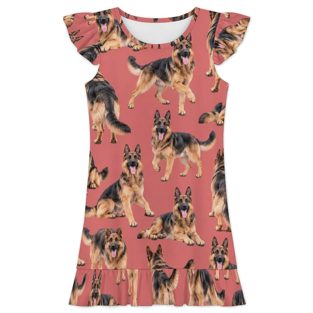 200gsm Girls Short Sleeve Ruffle Nightgown(All-Over Printing)