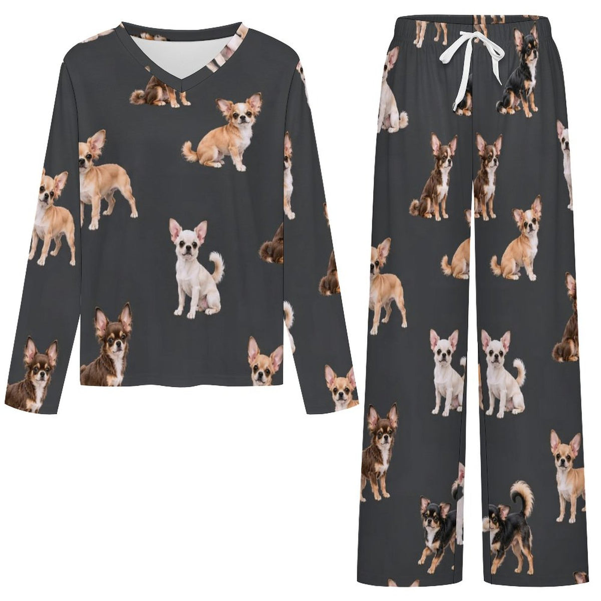 200gsm V-Neck Pajama Set(All-Over Printing)