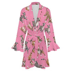 Dog Lover, Pet Owner,  Women's Ruffle Long Sleeve Robe(All-Over Printing)