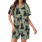 Women's Satin Cuban Collar Pajama Set(All-Over Printing)