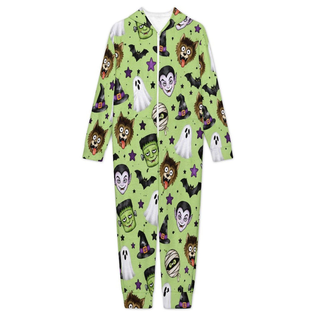 250gsm Flannel Footless Zip up Kid Jumpsuit Pajamas(All-Over Printing)