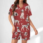 Women's Satin Cuban Collar Pajama Set(All-Over Printing)