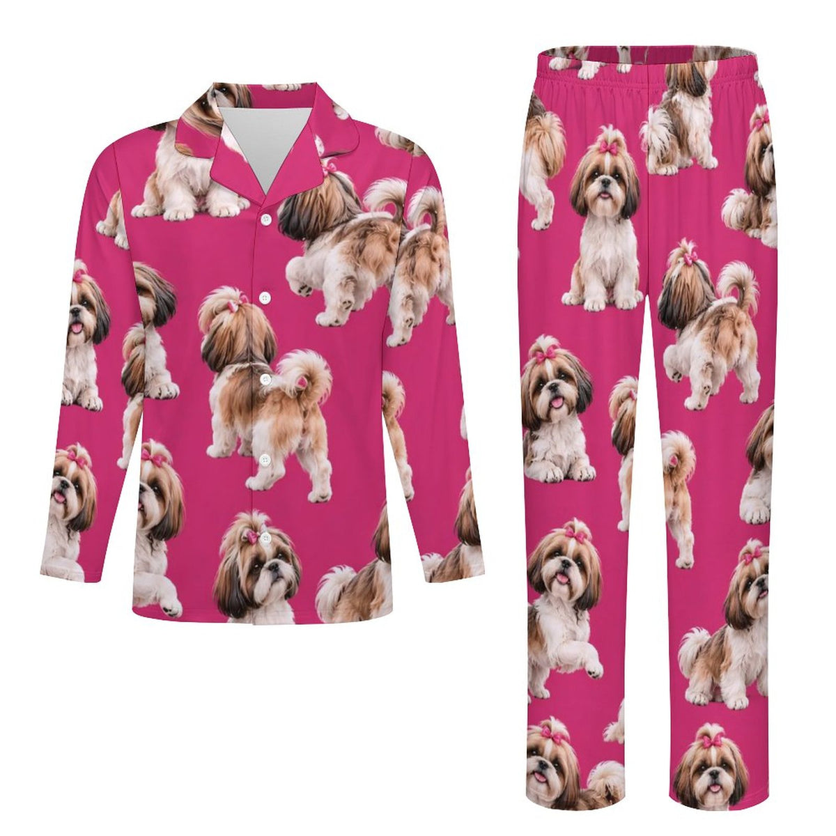 Sit, Stay, Slay in fushia, Long Sleeve Kid Pajama Set