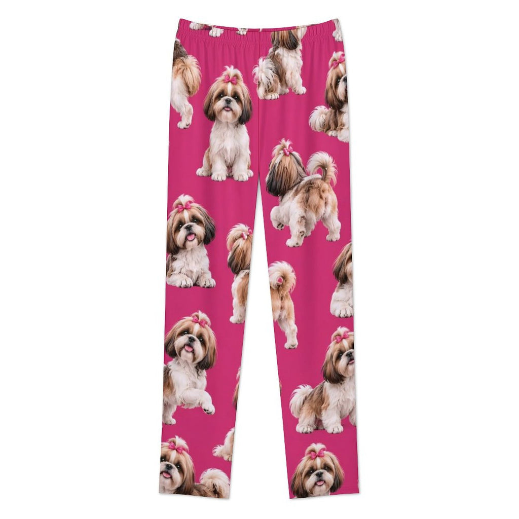 Sit, Stay, Slay in fushia, Long Sleeve Kid Pajama Set