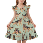 200gsm Girls Short Sleeve Ruffle Nightgown(All-Over Printing)
