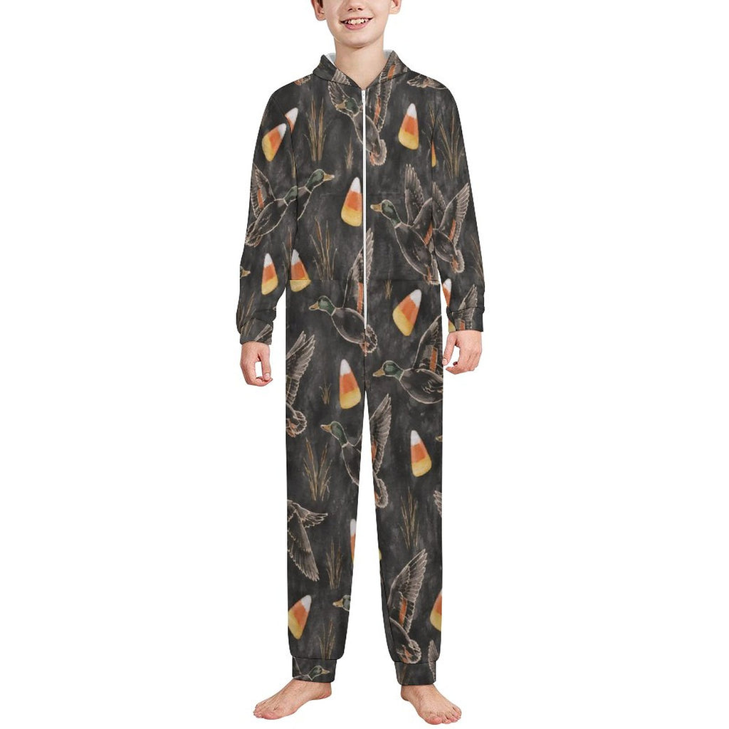 250gsm Flannel Footless Zip up Kid Jumpsuit Pajamas(All-Over Printing)