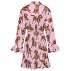 120gsm Women's Ruffle Long Sleeve Robe(All-Over Printing)