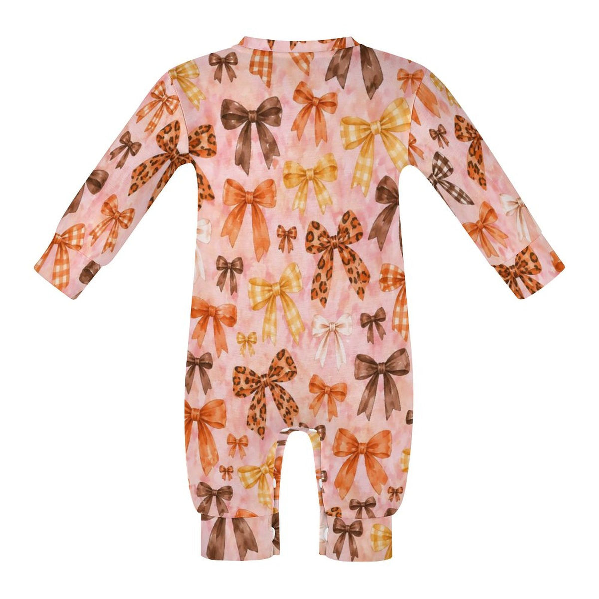 Fall Bows, Cotton Long Sleeve Infant Bodysuit (All-Over Printing)