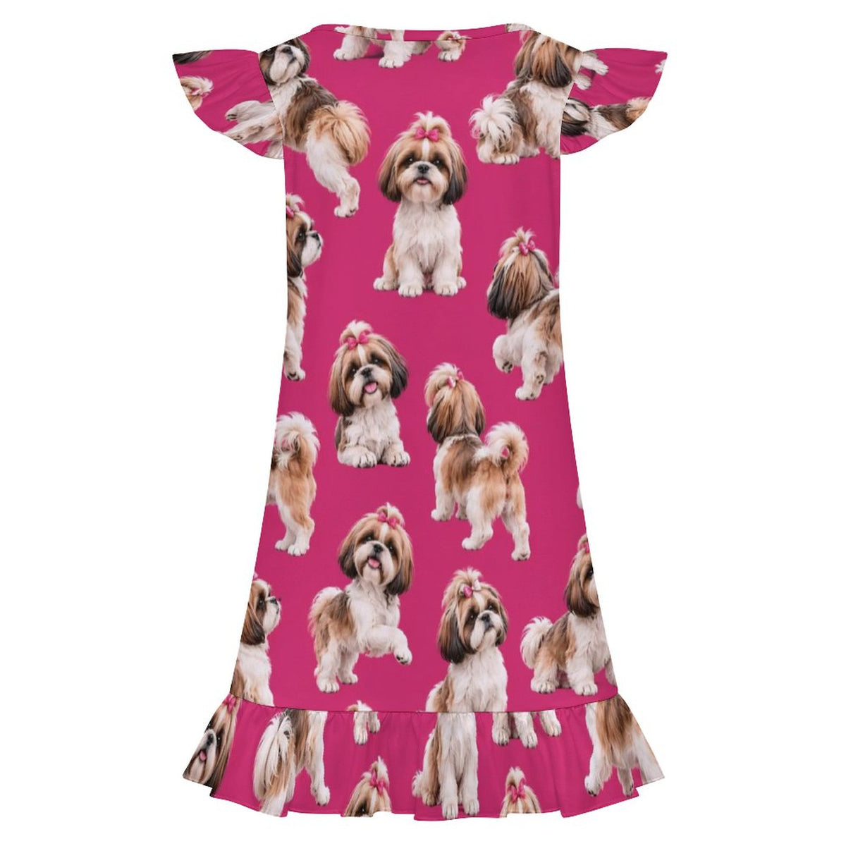 Dog Lover, Pet Owner,  Girls Short Sleeve Ruffle Nightgown(All-Over Printing)