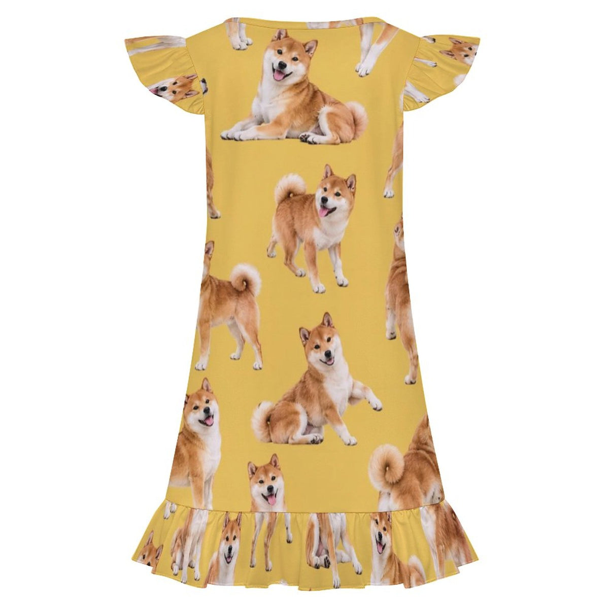 200gsm Girls Short Sleeve Ruffle Nightgown(All-Over Printing)