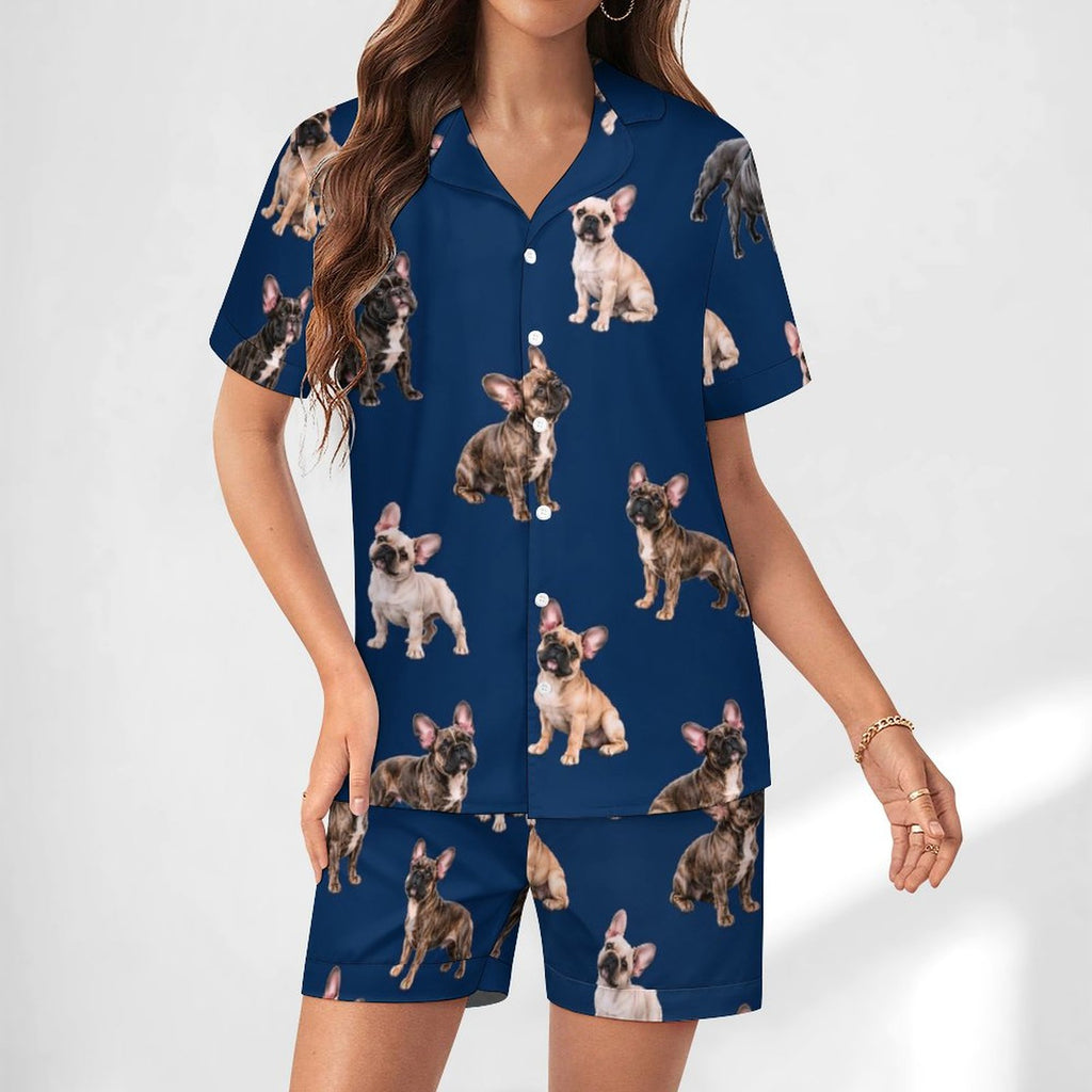 Women's Satin Cuban Collar Pajama Set(All-Over Printing)