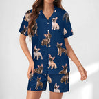 Women's Satin Cuban Collar Pajama Set(All-Over Printing)