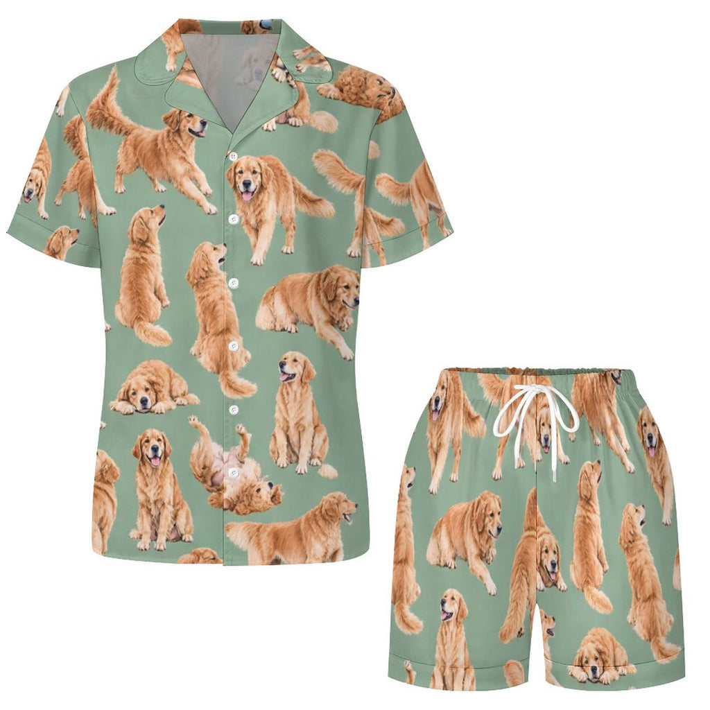 Women's Satin Cuban Collar Pajama Set(All-Over Printing)