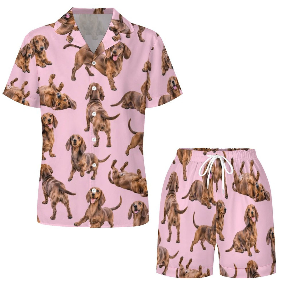 Women's Satin Cuban Collar Pajama Set(All-Over Printing)