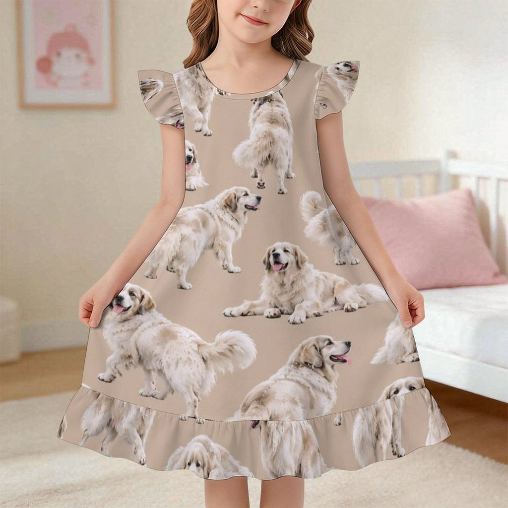Dog Lover, Pet Owner,  Girls Short Sleeve Ruffle Nightgown(All-Over Printing)
