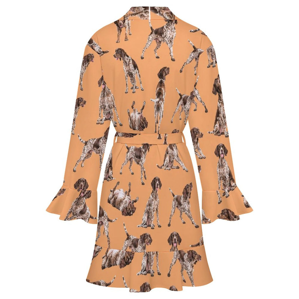 120gsm Women's Ruffle Long Sleeve Robe(All-Over Printing)