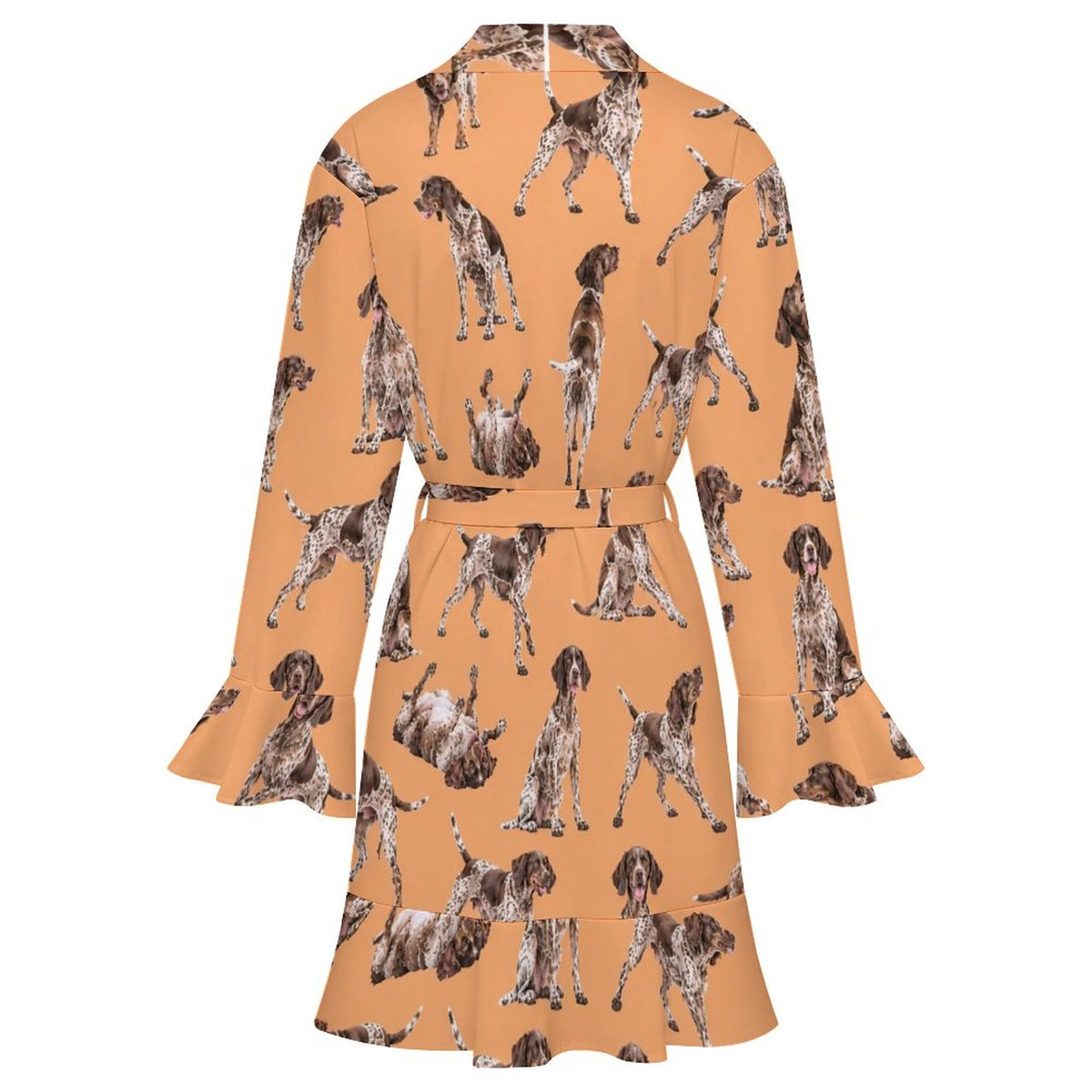 120gsm Women's Ruffle Long Sleeve Robe(All-Over Printing)