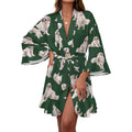 120gsm Women's Ruffle Long Sleeve Robe(All-Over Printing)