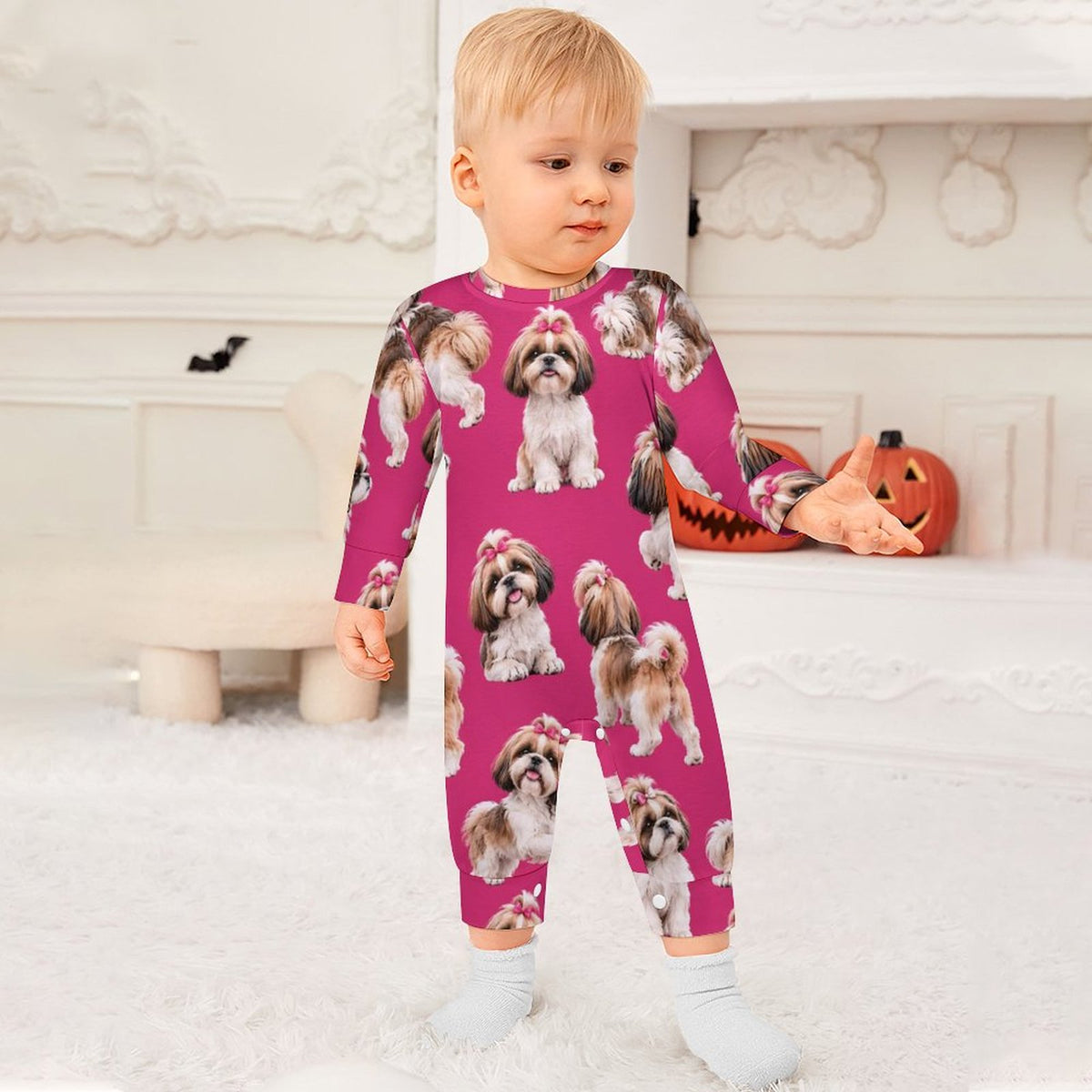 Dog Lover, Pet Owner, Cotton Long Sleeve Infant Bodysuit (All-Over Printing)