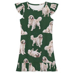Dog Lover, Pet Owner,  Girls Short Sleeve Ruffle Nightgown(All-Over Printing)