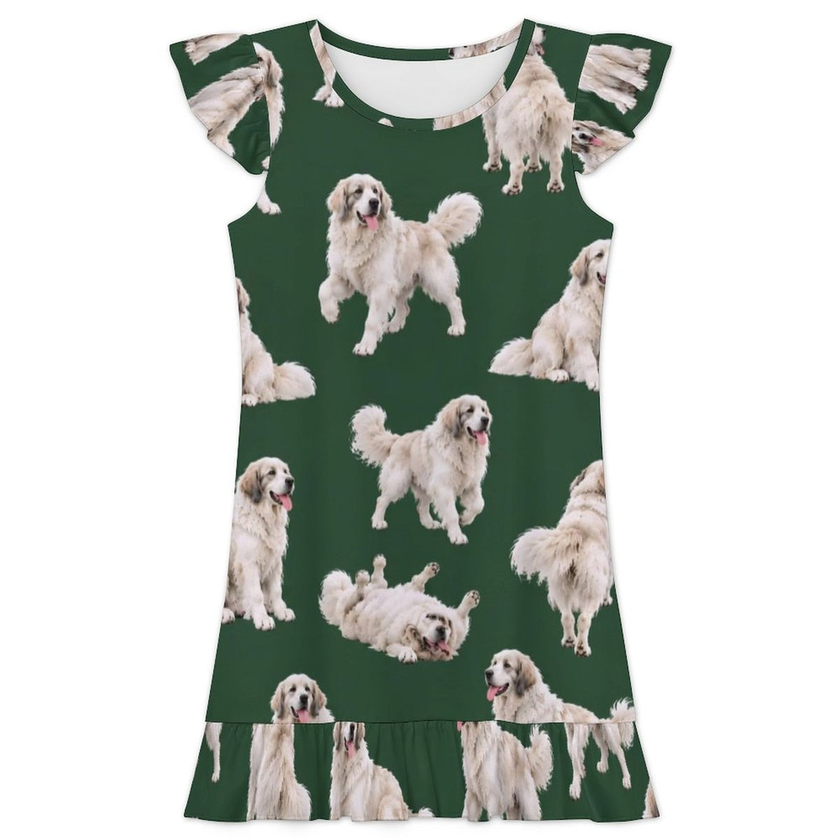 Dog Lover, Pet Owner,  Girls Short Sleeve Ruffle Nightgown(All-Over Printing)