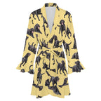 120gsm Women's Ruffle Long Sleeve Robe(All-Over Printing)