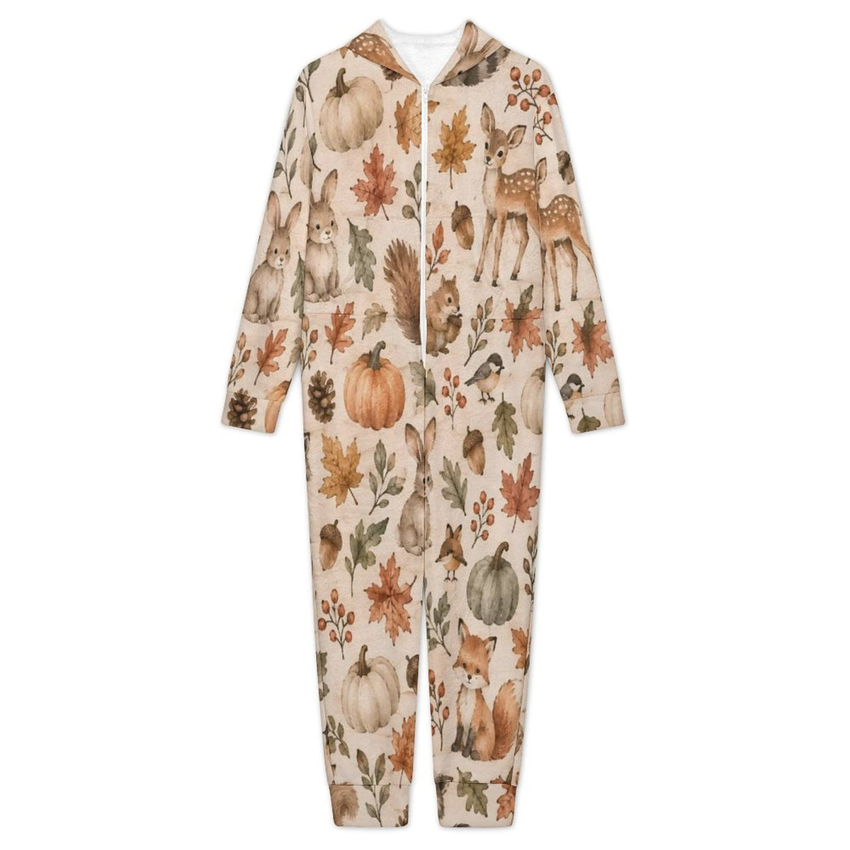 Autumn, Flannel Footless Zip up Kid Jumpsuit Pajamas(All-Over Printing)