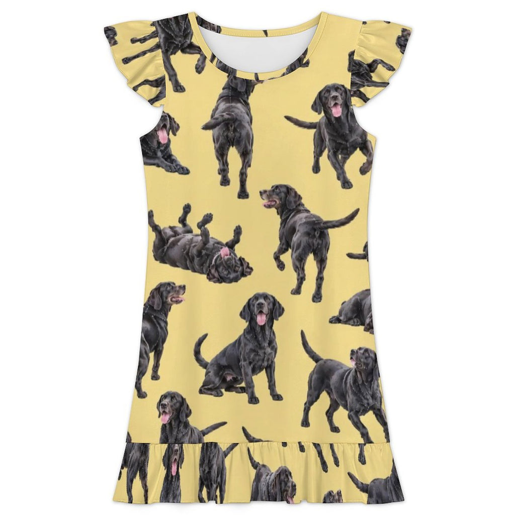 Dog Lover, Pet Owner,  Girls Short Sleeve Ruffle Nightgown(All-Over Printing)