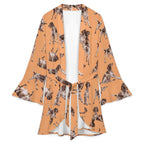 120gsm Women's Ruffle Long Sleeve Robe(All-Over Printing)