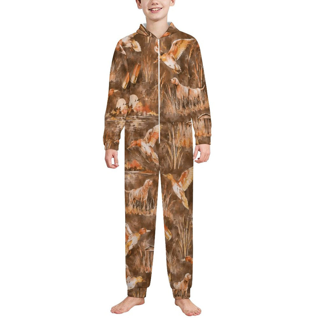 250gsm Flannel Footless Zip up Kid Jumpsuit Pajamas(All-Over Printing)