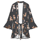 120gsm Women's Ruffle Long Sleeve Robe(All-Over Printing)