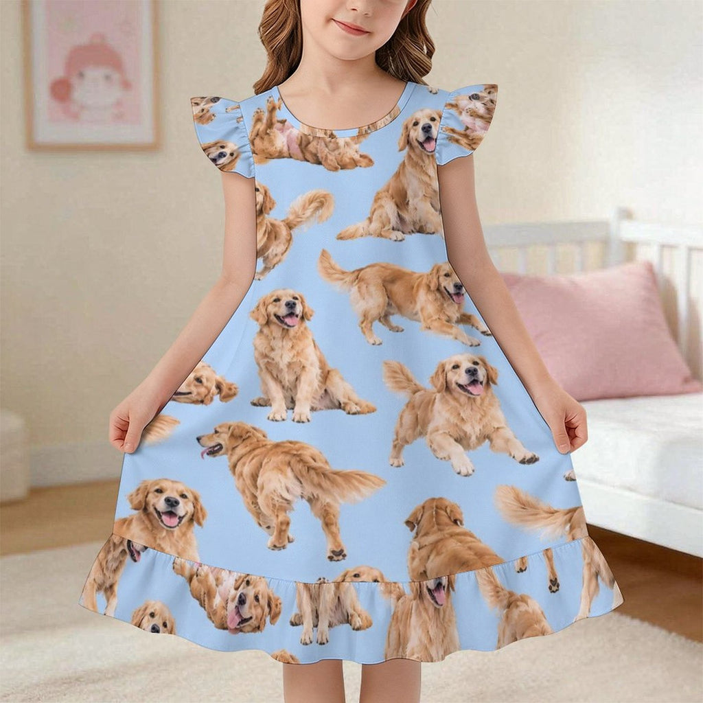 200gsm Girls Short Sleeve Ruffle Nightgown(All-Over Printing)