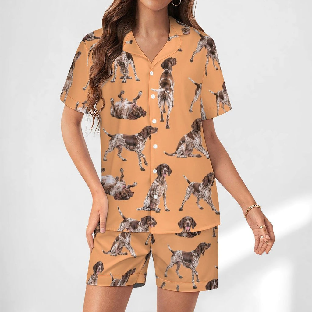 Women's Satin Cuban Collar Pajama Set(All-Over Printing)