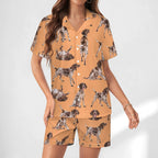 Women's Satin Cuban Collar Pajama Set(All-Over Printing)