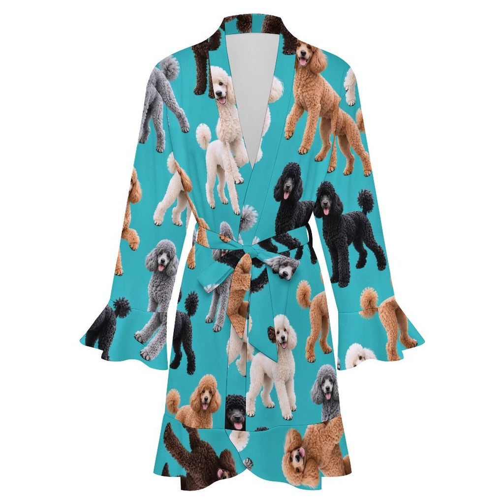 120gsm Women's Ruffle Long Sleeve Robe(All-Over Printing)