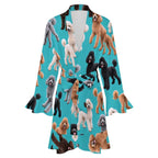 120gsm Women's Ruffle Long Sleeve Robe(All-Over Printing)