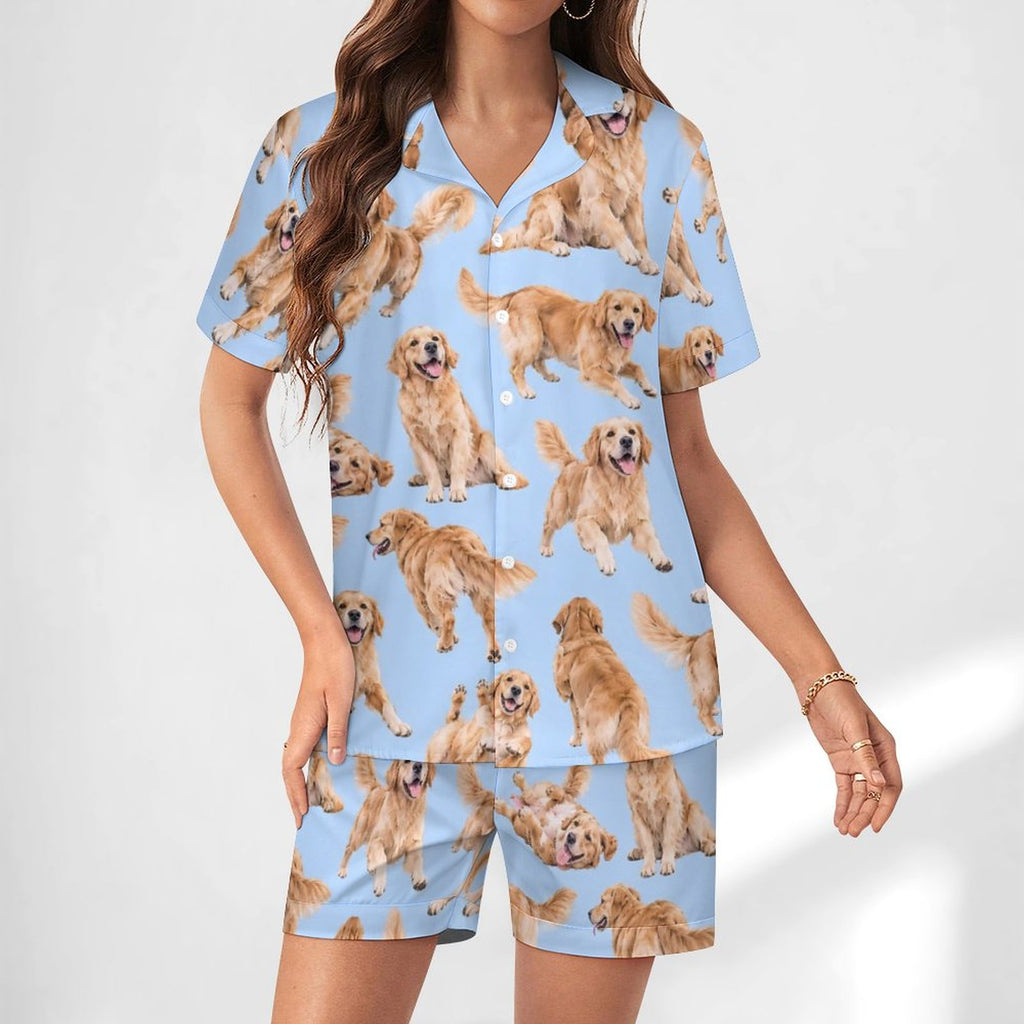 Women's Satin Cuban Collar Pajama Set(All-Over Printing)