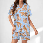 Women's Satin Cuban Collar Pajama Set(All-Over Printing)