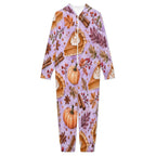 Pumpkin pie, 250gsm Flannel Footless Zip up Kid Jumpsuit Pajamas(All-Over Printing)